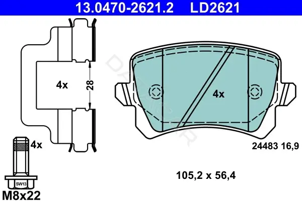 Тормозные колодки ATE 13.0470-2621.2