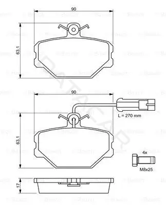 Тормозные колодки BOSCH 0986491050