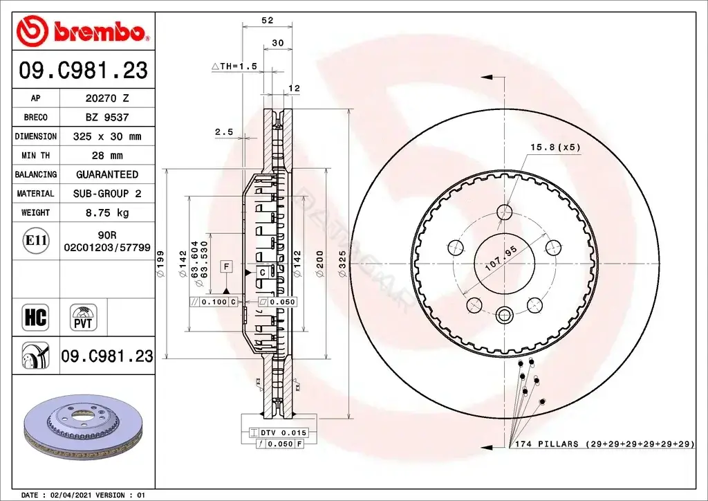 Тормозные диски BREMBO 09.C981.23