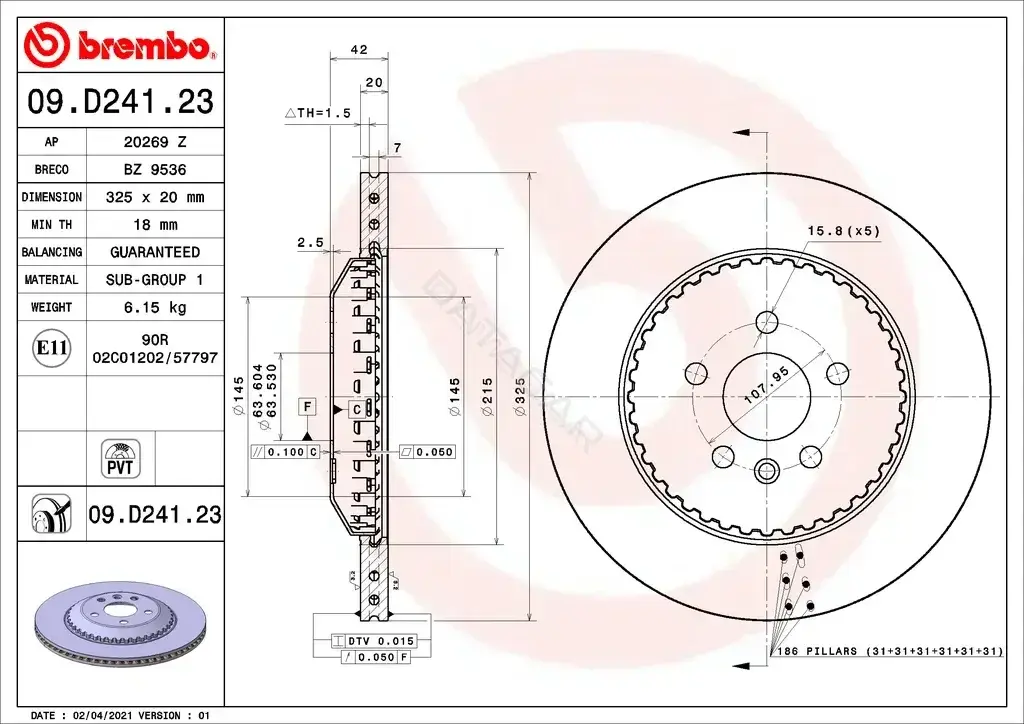 Тормозные диски BREMBO 09.D241.23