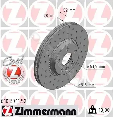 Тормозные диски ZIMMERMANN 610.3711.52