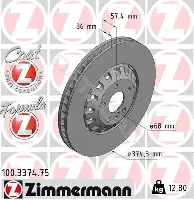 Тормозные диски ZIMMERMANN 100.3374.75