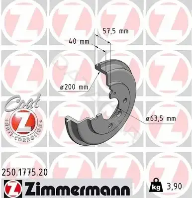 Тормозной барабан ZIMMERMANN 250.1775.20