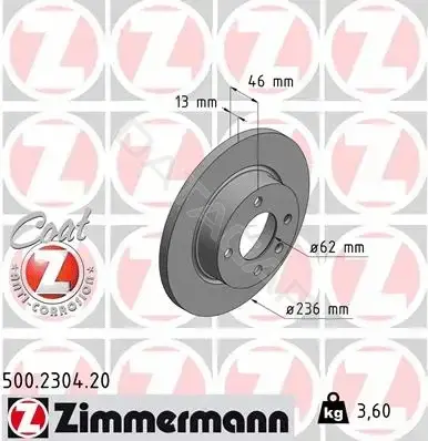 Тормозные диски ZIMMERMANN 500.2304.20