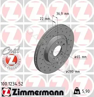 Тормозные диски ZIMMERMANN 100.1234.52