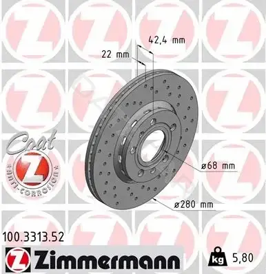 Тормозные диски ZIMMERMANN 100.3313.52