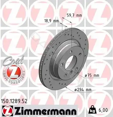 Тормозные диски ZIMMERMANN 150.1289.52