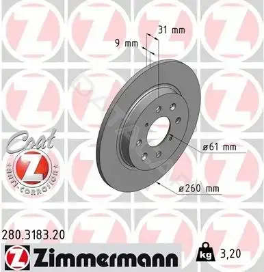 Тормозные диски ZIMMERMANN 280.3183.20