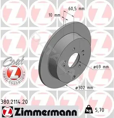 Тормозные диски ZIMMERMANN 380.2114.20