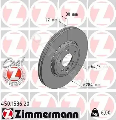 Тормозные диски ZIMMERMANN 450.1536.20