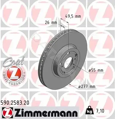 Тормозные диски ZIMMERMANN 590.2583.20