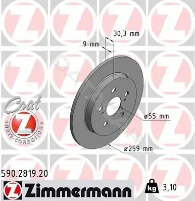 Тормозные диски ZIMMERMANN 590.2819.20