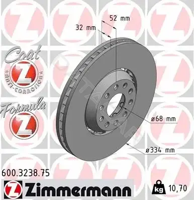 Тормозные диски ZIMMERMANN 600.3238.75