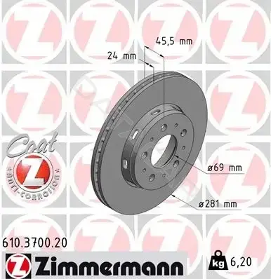 Тормозные диски ZIMMERMANN 610.3700.20