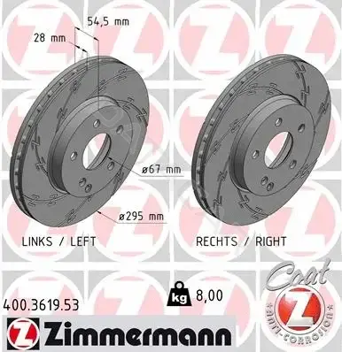 Тормозные диски ZIMMERMANN 400.3619.53