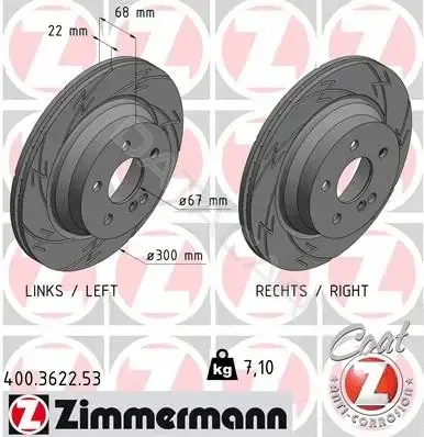 Тормозные диски ZIMMERMANN 400.3622.53