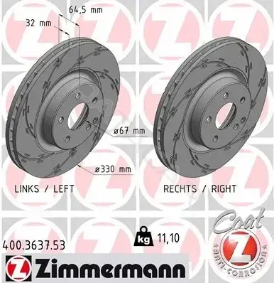 Тормозные диски ZIMMERMANN 400.3637.53