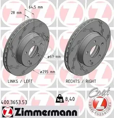 Тормозные диски ZIMMERMANN 400.3653.53