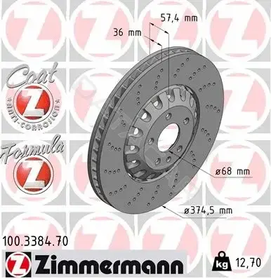 Тормозные диски ZIMMERMANN 100.3384.70