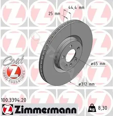Тормозные диски ZIMMERMANN 100.3394.20