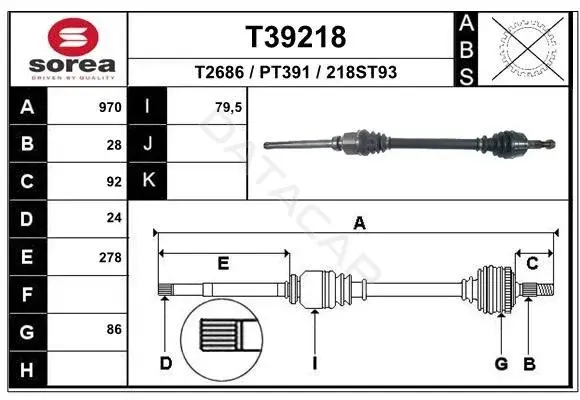Приводной вал / Полуось EAI T39218