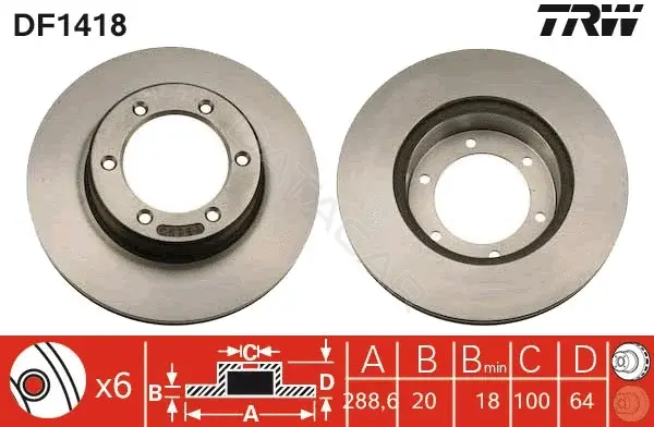 Тормозные диски TRW DF1418