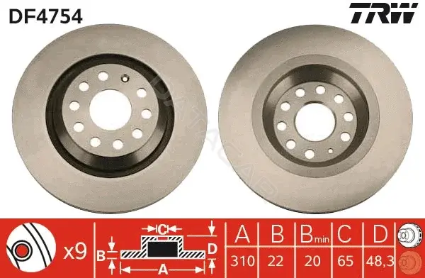 Тормозные диски TRW DF4754