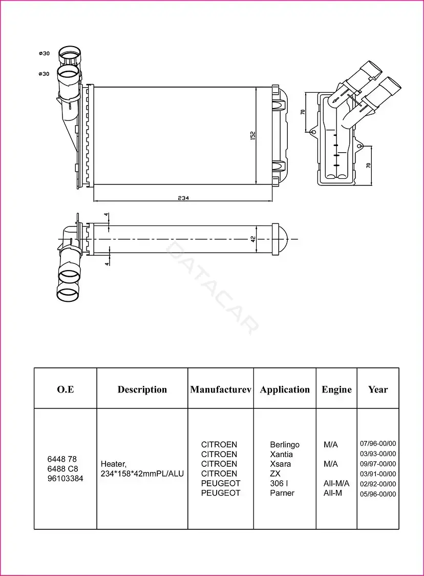 Радиатор печки M-TEX MTR54307
