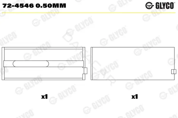 Вкладыши коренные GLYCO 72-45460.50mm