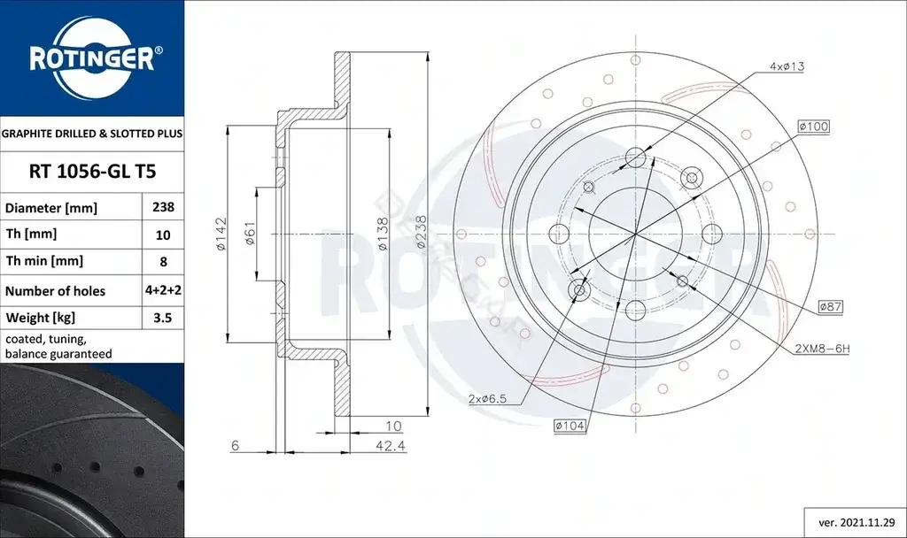 Тормозные диски ROTINGER RT1056-GLT5