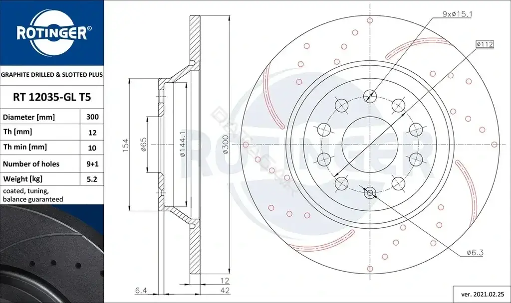Тормозные диски ROTINGER RT12035-GLT5