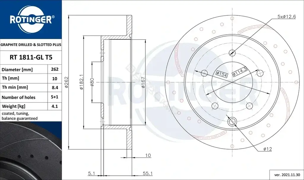 Тормозные диски ROTINGER RT1811-GLT5