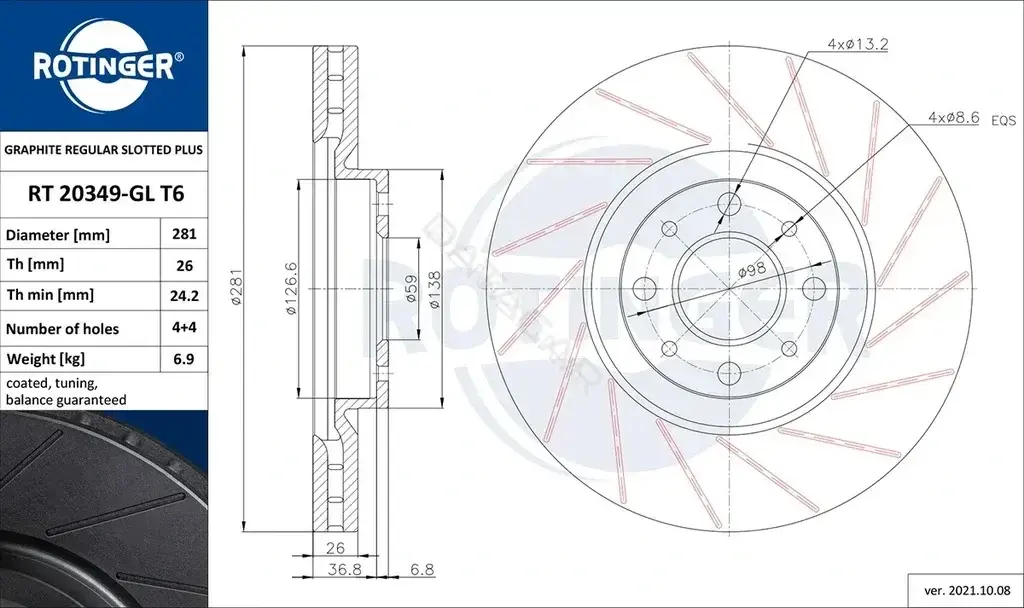 Тормозные диски ROTINGER RT20349-GLT6