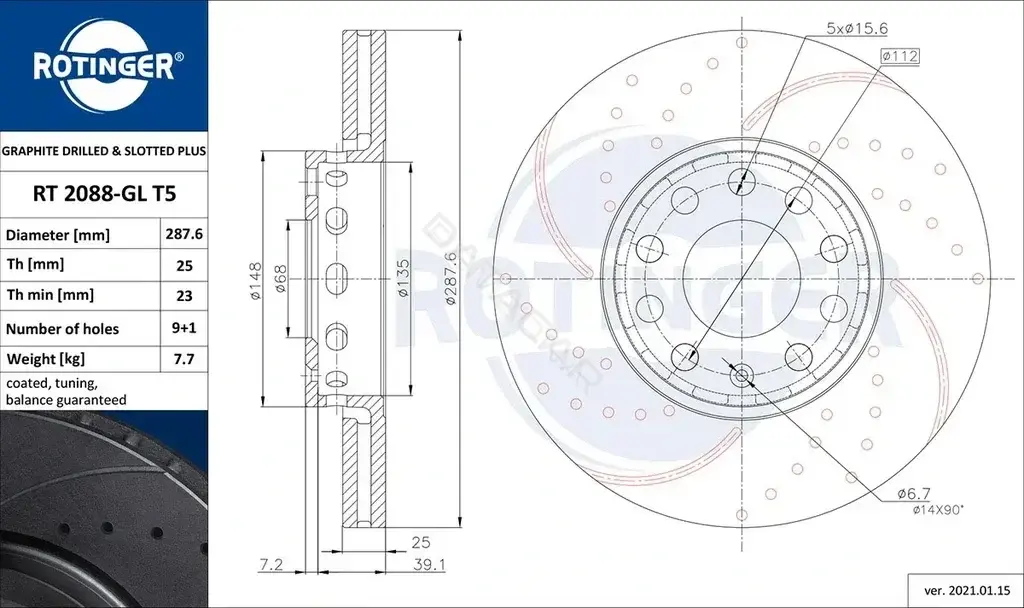 Тормозные диски ROTINGER RT2088-GLT5
