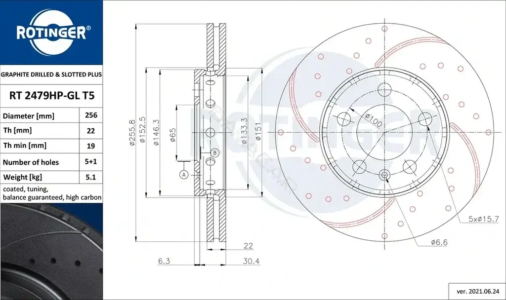 Тормозные диски ROTINGER RT2479HP-GLT5