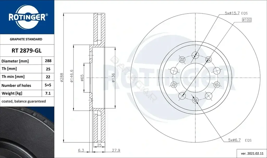 Тормозные диски ROTINGER RT2879-GL