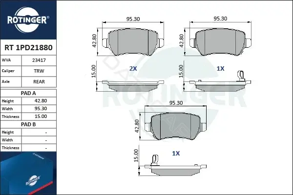 Тормозные колодки ROTINGER RT1PD21880