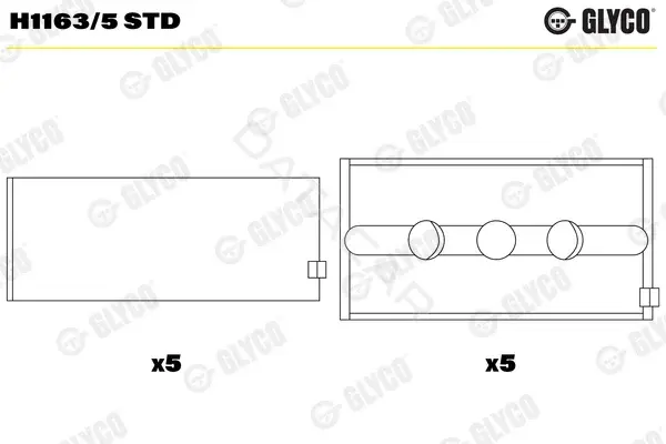 Вкладыши коренные GLYCO H1163/5STD
