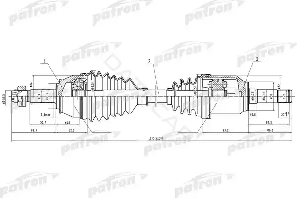 Приводной вал / Полуось PATRON PDS0635