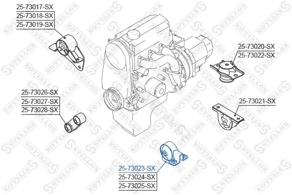 Подушка двигателя (Опора) STELLOX 25-73023-SX