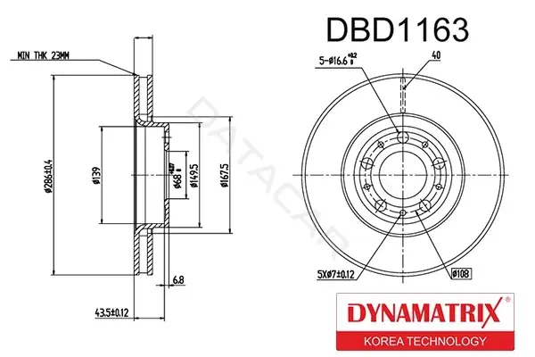 Тормозные диски DYNAMATRIX DBD1163