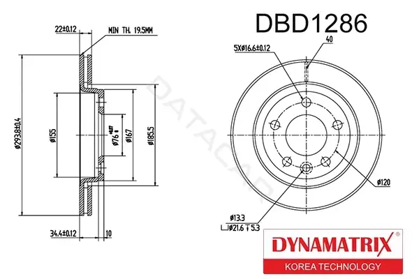 Тормозные диски DYNAMATRIX DBD1286