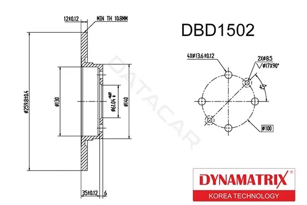 Тормозные диски DYNAMATRIX DBD1502