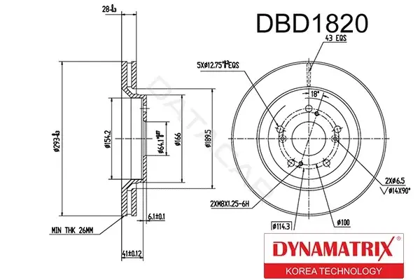 Тормозные диски DYNAMATRIX DBD1820