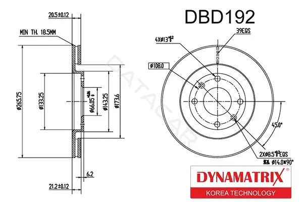 Тормозные диски DYNAMATRIX DBD192