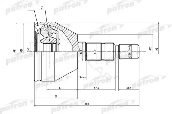 Шрус PATRON PCV1505