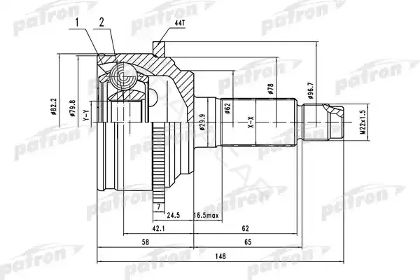 Шрус PATRON PCV1525