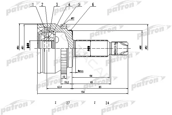 Шрус PATRON PCV1808