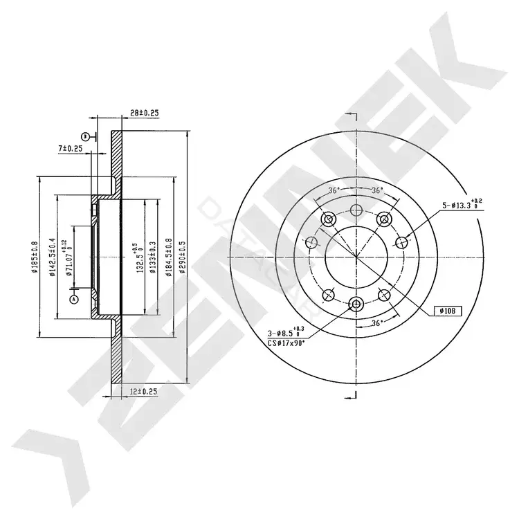 Тормозные диски ZENNEK DBD0366