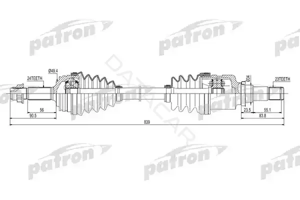 Приводной вал / Полуось PATRON PDS0260